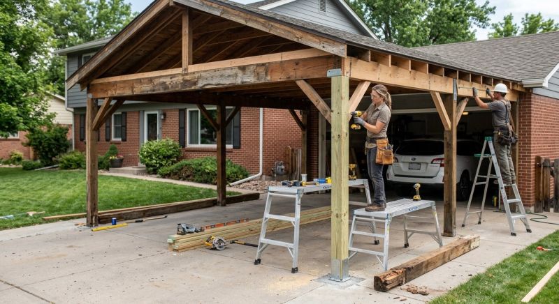 Wood Carport Installation